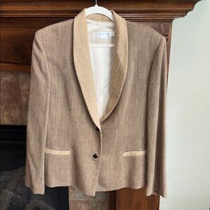 Vintage tan taupe two tone Garfield and Marks wool blend blazer jacket size 14